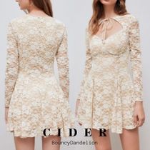 送料込■Cider■レース ラウンドネック 花柄 ミニドレス ワンピ