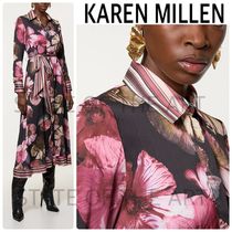 【Karen Millen】 フローラルボーダープリント タイベルトドレス