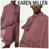 【Karen Millen】ジョーゼット リボン フリル ケープ ミニドレス