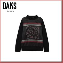 ■DAKS ブラック 素材配色 ウール混紡 ニット