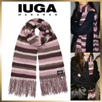 ◇IUGAMAKARAS◇ Striped Hairy Bold Muffler (Pink)