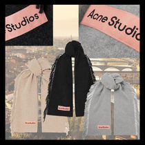 ACNE STUDIOS ウール マフラー パッチ＆フリンジ付き