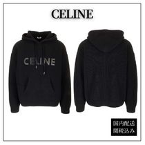 CELINE◆フード付き ロゴ セーター / モノクロームウール