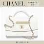 CHANEL ショルダーバッグ・ポシェット CHANEL バッグ ホワイト ハンドル CC ロゴ ミニ レザー マト 黒