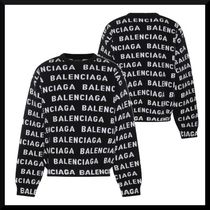 BALENCIAGA Allover Logo Wool Cropped Sweater