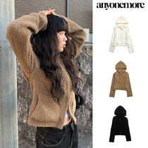 【Anyone more】Steam Boucle Knit Hood Zip-up