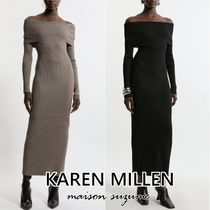 【KAREN MILLEN】オフショルダー☆リブニットロングワンピ