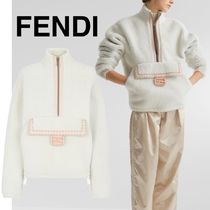 Fendi Baguetteポケット ラムシアリング ハーフジップジャケット