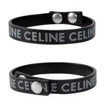 CELINE☆24FW モノクローム ロゴ スタッズ ブレスレット BLACK