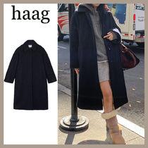 【haag】an alpaca single coat navy☆韓国 人気☆ロングコート