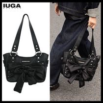 【IUGAMAKARAS】Laced Ribbon Leather Shoulder Bag / 追跡付