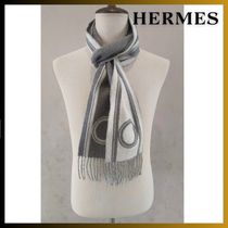 【カシミア/グレー系】HERMES マフラーCasaque Bande de Repos