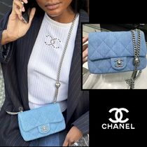 可愛いミニサイズ★【 CHANEL 】チェーン フラップ バッグ Denim