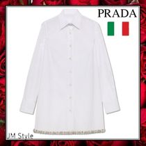 直営店●PRADA●刺繍入りポプリンシャツ