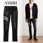 AMIRI デニム・ジーパン 【希少】AMIRI スキニーフィット ジーンズ ダメージ加工 ロゴ 黒