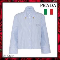 直営店●PRADA●刺繍入りストライプシャツ