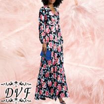 DVF★クレープデシン ラップ風マキシワンピース