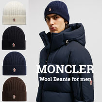 日本未発売*MONCLER*ロゴ入 ウールビーニー メンズ ニット帽子