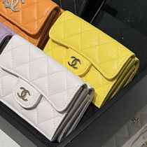 【ハッピーカラで運気もUP♪】CHANEL 三つ折り財布 ウォレット