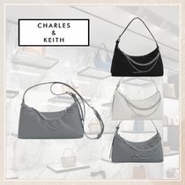 追跡★Charles&Keith ナイロン ダブルチェーン ショルダーバッグ