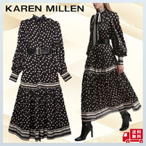 【Karen Millen】リボン ポルカドットバルーンスリーブドレス