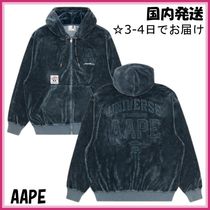 AAPE ■ ロゴ ベロア ロゴ ジップアップ フーディー