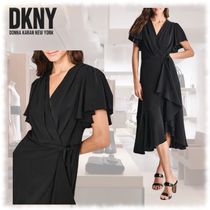 期間限定! DKNY フラッタースリーブ 美ライン ワンピース