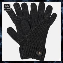 24AW new/GUCCI ダブルGウール混ラメ手袋 Globe Black