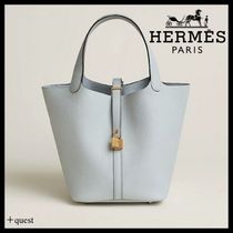 【爽やかブルーが上品♪】HERMES ハンドバッグ ピコタンロック22