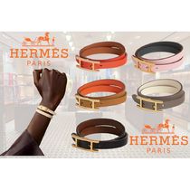 HERMES レザーブレスレット ビーアピ ドゥブルトゥール