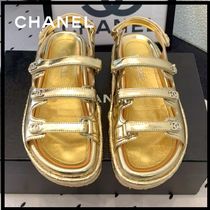 【キラキラCCロゴ☆】CHANEL サンダル 厚底 メタリック