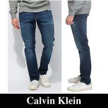 新作【Calvin Klein】Men's Washed Zip Fly Slim Fit Jeans