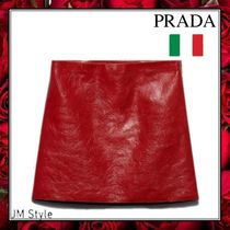 直営店●PRADA●クラックルレザーミニスカート