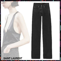 Saint Laurent《Vウエスト ロングバギージーンズ》ブラック 直営