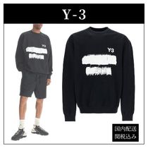 Y-3◆テキストグラフィック入り黒コットンスウェットシャツ