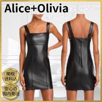 ★Alice+Olivia★ Keria フェイクレザー シームドレス BLACK