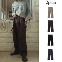 【2plan】Andy Wool Belt  Two Tuck Wide Slacks