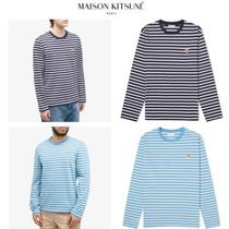 送料関税込_Maison Kitsune Fox Long Sleeve Stripe T-Shirt