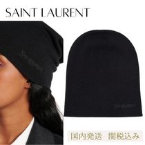 国内発送 Saint Laurent / ロゴ カシミア ビーニー #BLACK