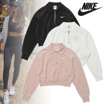 国内発送『NIKE』ベロアクロップド1/4ジップトップ