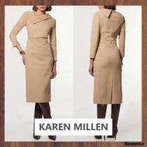 【KAREN MILLEN】アシンメトリーカラー ミディドレス（送料込み)