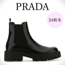 PRADA / ブラック レザー アンクル ブーツ