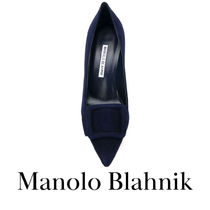 関税込☆在庫少！37サイズ♪【Manolo Blahnik】ネイビーパンプス