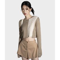 AVANDRESS Half Patchwork Knitwear BROWN