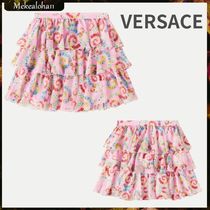 VERSACE☆キッズ フローラルスカート　ポリエステル　ピンク