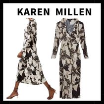 【KAREN MILLEN】フローラルプリント ビスコースカラー ドレス