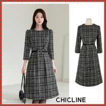 【CHICLINE】Tater Tweed Dart Belt Dress☆韓国で大人気☆