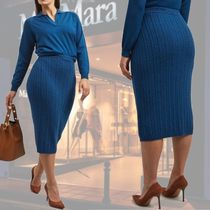 DT MaxMara ★ アルパカ混 ペンシルスカート GALA ブルー