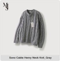 【MIS PRODUCT】 Sono Cable Henry Neck Knit_Gray