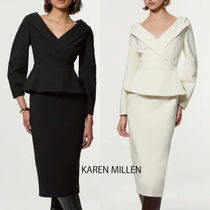 【KAREN MILLEN】アシンメトリー ペプラム ミディ ドレス